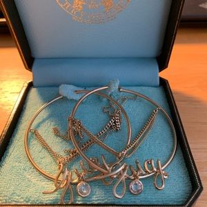 (Brand New) Juicy Couture Mega Good Hoops With Crystals and Chain Link
